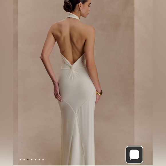 Meshki Slinky Halter Maxi Dress - Ivory - Picture 2 of 3